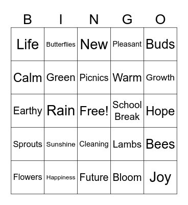 Spring 2026 Bingo Card