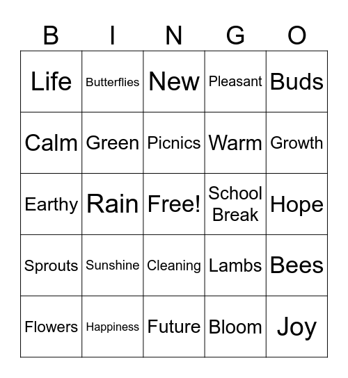 Spring 2026 Bingo Card