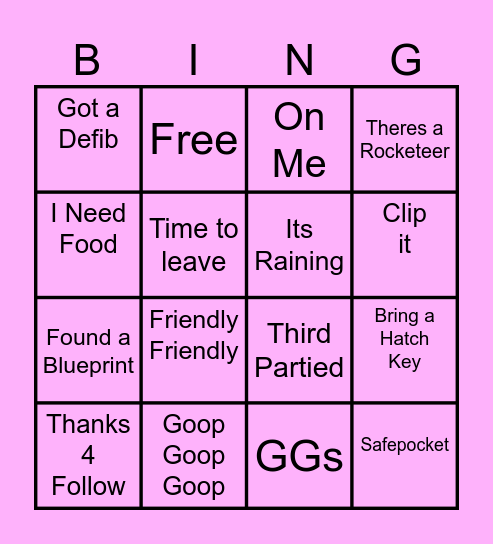 Harlee Bingo Card