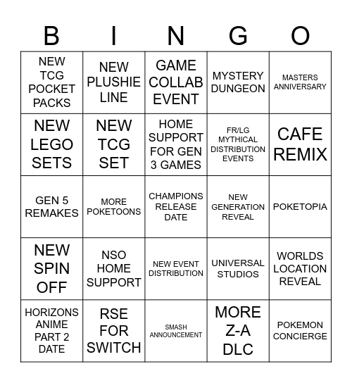 POKEMON DAY 2026 Bingo Card