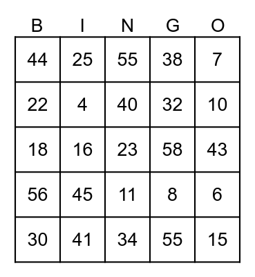 Badke House Bingo Card