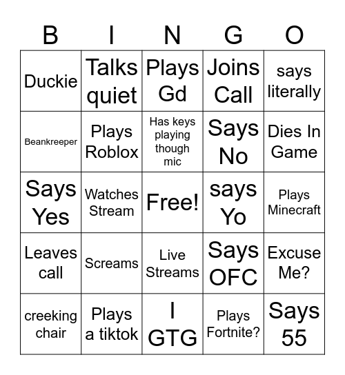 Lincoln Bingo Card