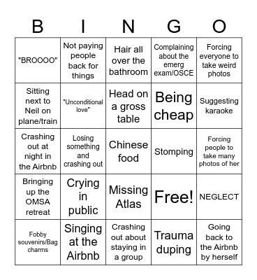 Oop! Bingo Card