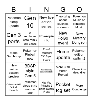 Pokemon Day 2026 Bingo Card