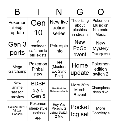 Pokemon Day 2026 Bingo Card