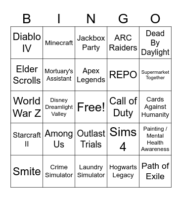 Stream Bingo Card