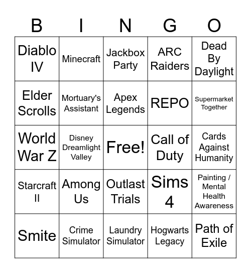 Stream Bingo Card
