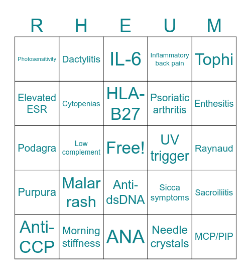 Autoimmune Adventure Bingo Card