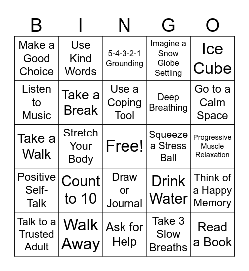 Winter Coping Bingo Card