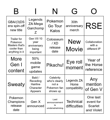 Pokemon Day 2026 Bingo Card