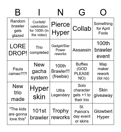 Brawl talk Bingo Card