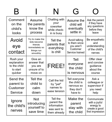 Customer Service Bingo! Bingo Card