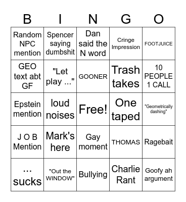 Unstable Table Bingo Card