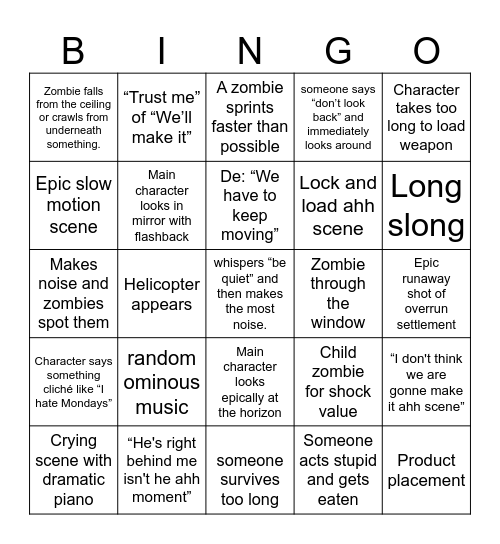 28 years later bingo Card