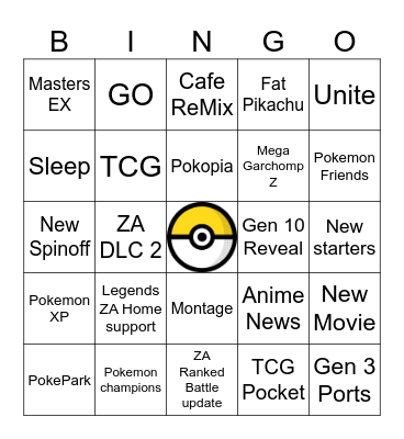 Pokemon 30 Bingo Card Bingo Card