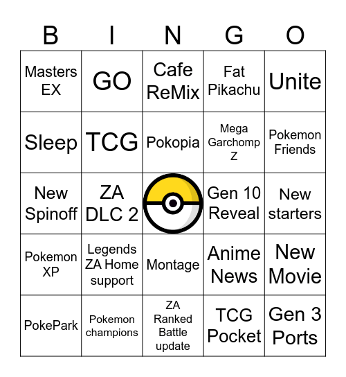 Pokemon 30 Bingo Card Bingo Card