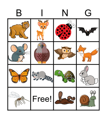 Forest Animals Bingo Card