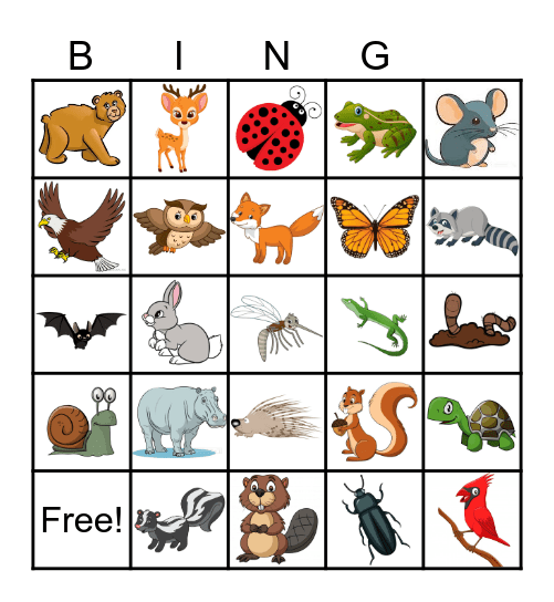 Forest Animals Bingo Card