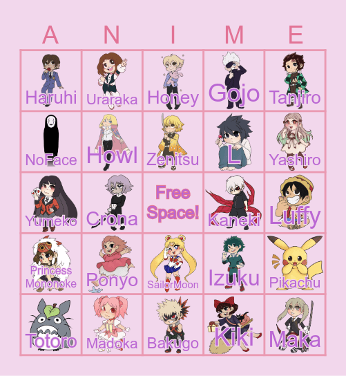 Anime Club Bingo 2026 Bingo Card