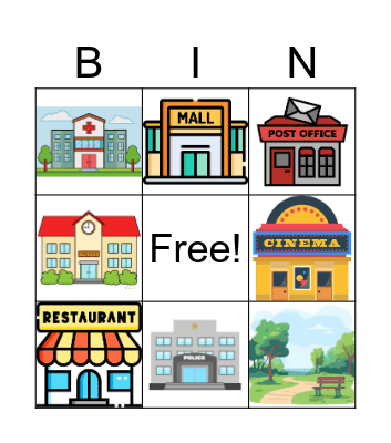 Places in Town Bingo Card