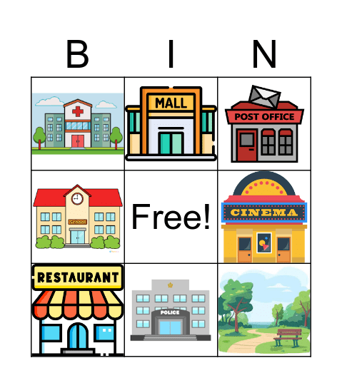 Places in Town Bingo Card