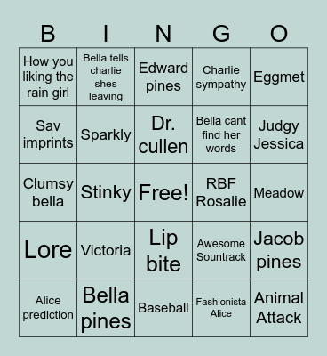 Twilight Bingo Card