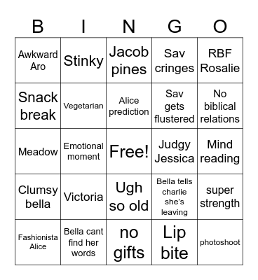 Eclipse Bingo Card