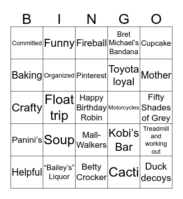 Today we celebrate ROBIN Bingo Card