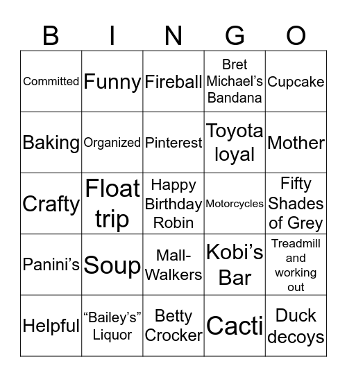 Today we celebrate ROBIN Bingo Card