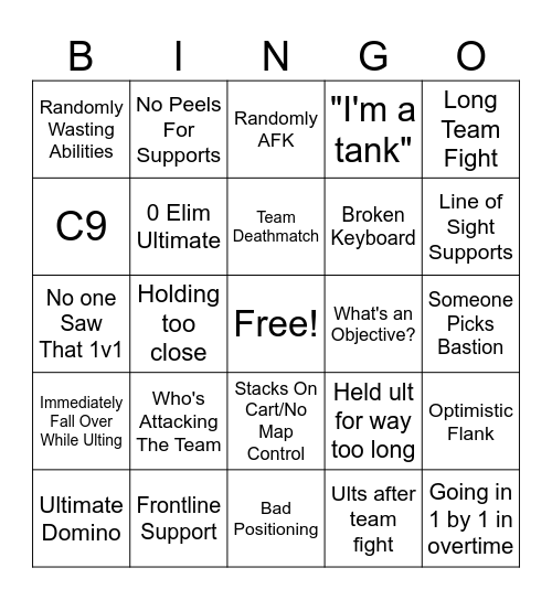 Overwatch Bingo Card