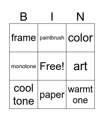 art Bingo Card