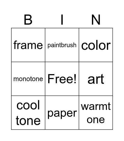 art Bingo Card