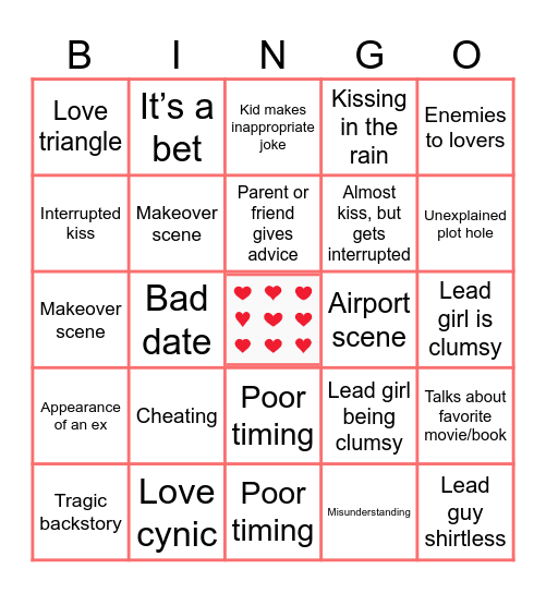 ROM-COM Bingo Card