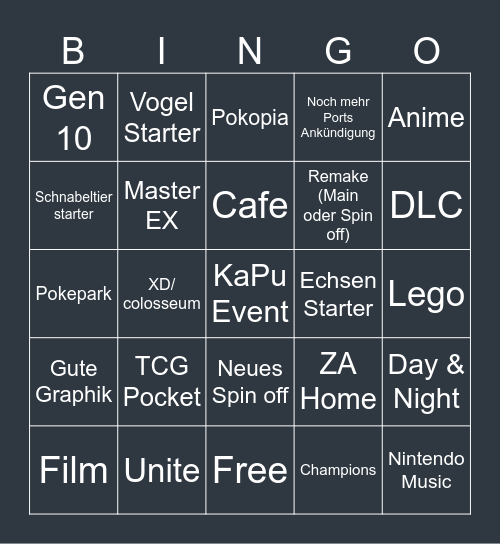 Pokemon Day 2026 Bingo Card