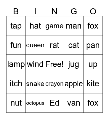 Sound Bingo Card