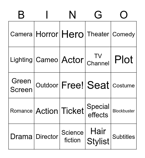 Movies Bingo Card