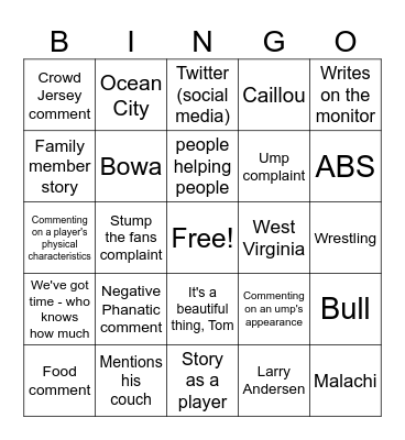 Kruk Bingo Card