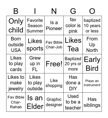 Get To Know You Bingo Card