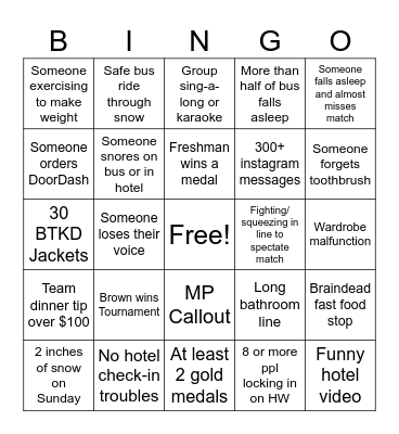 Princeton Bingo Card