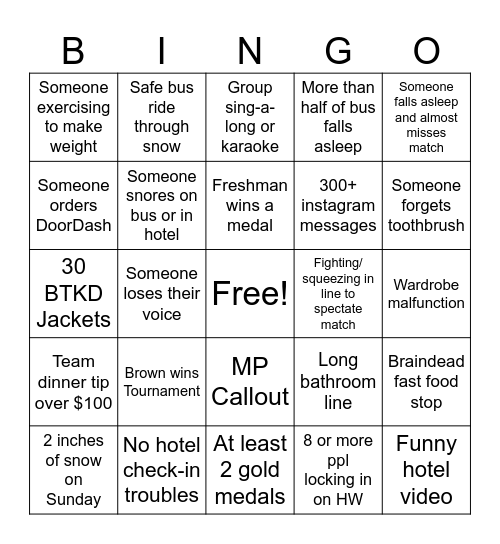 Princeton Bingo Card
