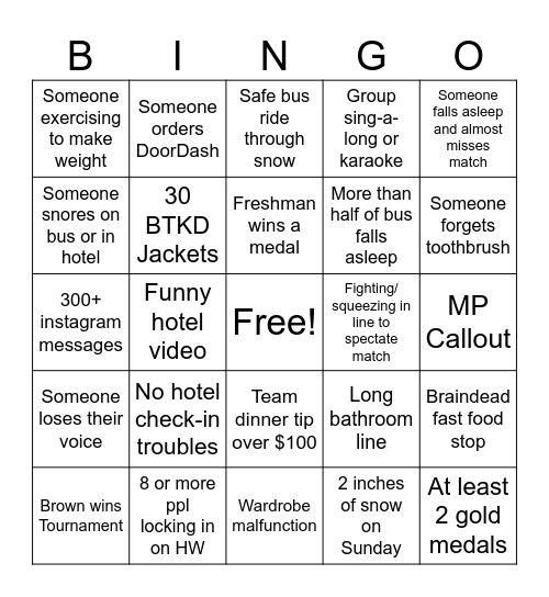 Princeton Bingo Card