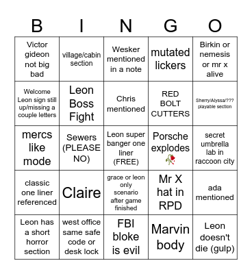 RE9 Bingo Card