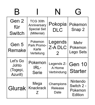 Pokemon Day 2026 Bingo Card