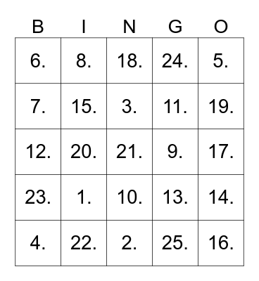 Untitled Bingo Card
