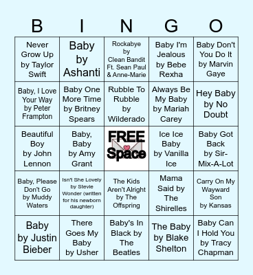 Baby Jams Bingo: Miller Edition Bingo Card