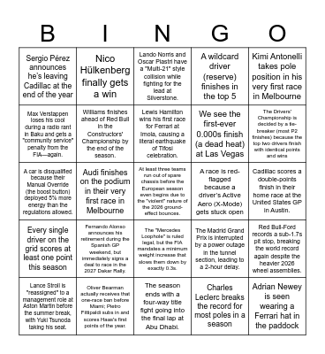 Gemini Bingo Card
