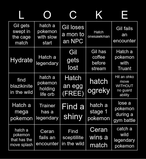 Egglocke/Cagelocke v4 Bingo Card
