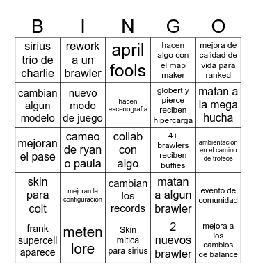 Actualizacion grande Bingo Card
