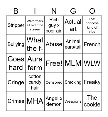 Gacha tiktok Bingo Card