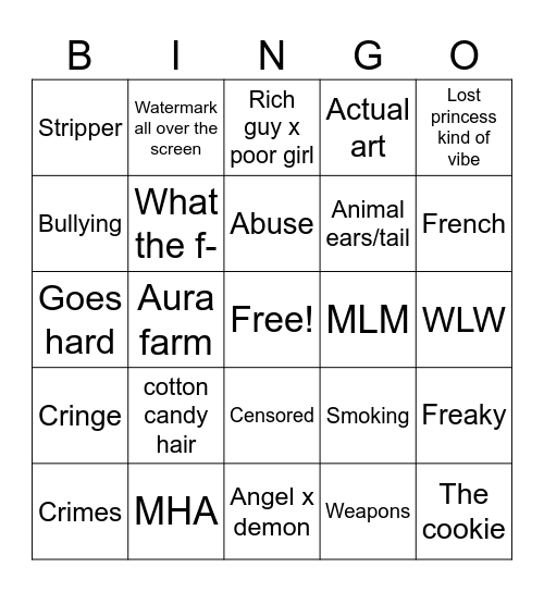 Gacha tiktok Bingo Card